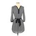 Banana Republic Casual Dress - Shirtdress: Gray Argyle Dresses - Women's Size 00 Petite