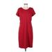 Talbots Casual Dress - Sheath: Red Solid Dresses - Women's Size 6