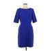 Tahari Casual Dress - Sheath: Blue Print Dresses - Women's Size 6