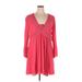 Torrid Casual Dress - A-Line V-Neck Long sleeves: Pink Solid Dresses - Women's Size 1X Plus