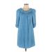 Style Envy Casual Dress - Shift: Blue Solid Dresses - Women's Size Large