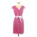 Calvin Klein Casual Dress - Mini V Neck Short sleeves: Pink Dresses - Women's Size 4