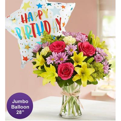 1-800-Flowers Everyday Gift Delivery Fields Of Europe For Spring W/ Jumbo Birthday Balloon Xl