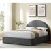 Palmetto Modern Round Headboard Slate Fabric Upholstered King Size Platform Bed