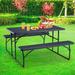 AVAWING 5 FT Outdoor Black Portable Folding Picnic Table Bench Set