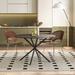 Grondin Mid-Century Modern Round Dining Table Kitchen Casual Table with MDF Top and Metal Pedestal Base for Home Office