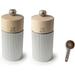 Peugeot Line Manual Salt & Pepper Mills Gift Set, alu, 12 cm - 4.75" Natural Wood - With Wooden Spice Scoop