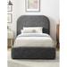 Hillsway Modern Curved Headboard Slate Fabric Upholstered Twin Size Platform Bed