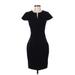 Banana Republic Cocktail Dress - Sheath Crew Neck Short sleeves: Black Solid Dresses - Women's Size 4