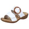 Pantolette RIEKER, Damen, Gr. 36, weiß, Lederimitat, klassisch, Schuhe, Keilabsatz, Sommerschuh, Schlappen mit großer Zierschnalle