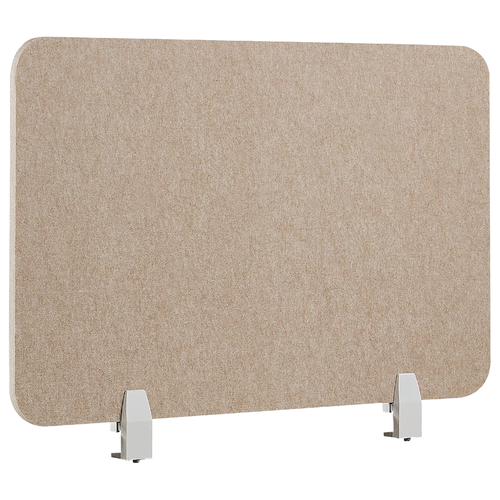 Schreibtisch Trennwand Beige Stoff PET Kunststoff 80 x 50 cm zum Aufstellen Klemmen Schallschutz Sichtschutz Pinnwand Büro Home Office