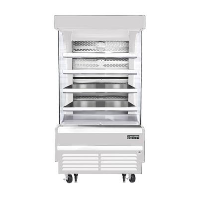 Everest Refrigeration EOMV-36-W-28-T 37 1/4" Vertical Open Air Cooler w/ (5) Levels, White, 115v, 4 Steel Wire Shelves, Stainless Steel