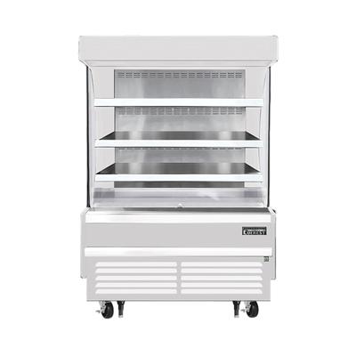 Everest Refrigeration EOMV-48-W-28-S 48" Vertical Open Air Cooler w/ (4) Levels, White, 115v, 3 Stainless Steel Shelves, White Exterior