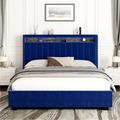 LQ Furniture Platform Bed Upholstered/Velvet in Blue | 47.2 H x 78 W x 88.8 D in | Wayfair W2239S00001