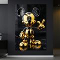 Wandbild Moderne Kunst , MICKEY MOUSE Goldene Luxusmodemarke Art , Leinwand , Acrylglas , Poster , Wand Bild Home Deko Schwarz Gold