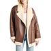 Earhart Faux Leather Aviator Jacket With Faux Fur Collar