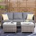 Lark Manor™ Amerissa 3 Piece Rattan Sectional Seating Group w/ Cushions Wicker/Rattan in Gray | Outdoor Furniture | Wayfair