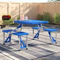 Freeport Park® Breene Outdoor Picnic Table Plastic in Blue | Wayfair 38B515221B3B4AEDAD839C057629F8BF