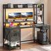 The Twillery Co.® Screven 59.1" Computer Desk w/ Display Storage Shelves & Colorful LED Light Wood/Metal in Gray/Black | Wayfair