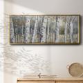 Millwood Pines Hidden Birch - Floater Frame Print on Canvas Canvas, Solid Wood in Gray/Green | 24 H x 60 W x 1.5 D in | Wayfair