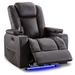 Wrought Studio™ Power Recliner Chairs for Living Room Theater Seating w/ Adjustable Headrest/LED Light/Cup Holder Faux Leather in Gray | Wayfair