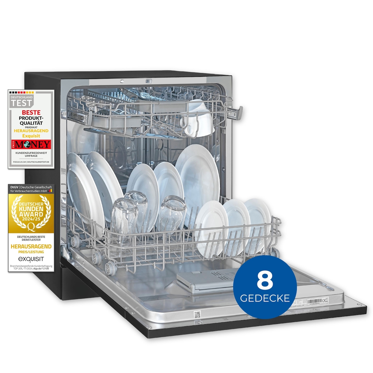 Exquisit Mini-Geschirrspüler, Tischspülmaschine, 55 cm breit, spülmaschine klein, ECO-Modus, GSP5508-030D schwarz Image