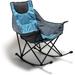 SunnyFeel Camping Rocking Chair for Adults Luxury Padded Recliner Oversized Folding Rocker Lawn Chair (Blue)