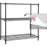 GxIne 3-Shelf Shelving Unit with 3-Shelf Liners Adjustable Rack Steel Wire Shelves Shelving Units and Storage for Kitchen and Garage (36W x 16D x 36H) Black