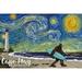 Cape May New Jersey Starry Night Bigfoot on the Beach (12x18 Wall Art Poster Room Decor)