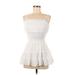 Sim & Sam Casual Dress - A-Line Square Sleeveless: White Print Dresses - Women's Size Small