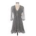 The Kooples Casual Dress - A-Line V Neck 3/4 sleeves: Gray Chevron Dresses - Women's Size Small