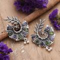 'Peacock-Shaped Two-Carat Multi-Gemstone Dangle Earrings'