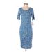 Lularoe Casual Dress - Sheath: Blue Brocade Dresses - New - Women's Size Small