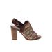 House of Harlow 1960 Heels: Slingback Stacked Heel Boho Chic Brown Shoes - Women's Size 36 - Open Toe