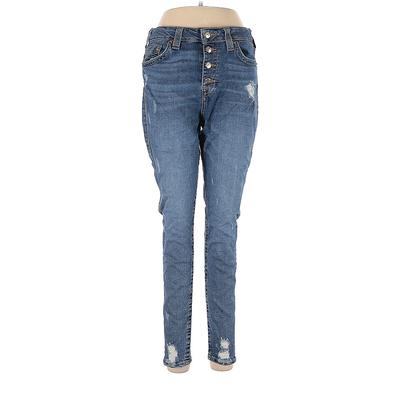 True Religion Jeans - Mid/Reg Rise Skinny Leg Boyfriend: Blue Bottoms - Women's Size 30 - Distressed Wash