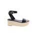 Marc Fisher Wedges: Espadrille Platform Boho Chic Black Print Shoes - Women's Size 8 1/2 - Open Toe