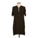 Madewell Casual Dress - Mini Tie Neck Short sleeves: Brown Solid Dresses - Women's Size Large