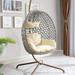ANMINY Hanging Egg Swing Chair with Stand Comfortable Patio Weaving Swing Egg Chair Indoor/Outdoor Egg Chair 350lbs Capacity for Patio Bedroom Balconyï¼Œ Gray