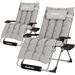 ECOPATIO 500LB Oversized Zero Gravity Chair XL Set of 2 Outdoor Folding Adjustable Recliner with Cushion Gray