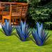 Anvazise Metal Plant Exquisite Non-fading Multicolor Metal Art Tequila Cactus Sculpture for Garden Royal Blue 27cm