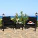 3 Pcs Outdoor Patio Rattan Conversation Set with Seat Cushions-Black