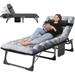 ABORON Folding Camping Cot with 2 Sided Mattress & Pillow Adjustable 4-Position Folding Chaise Lounge Chair for Camping Outdoor Beach Pool