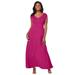 Plus Size Women's Stretch Knit V-Neck Maxi Dress by Jessica London in Raspberry (Size 22 W)