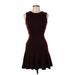 Nicole Miller Artelier Casual Dress - DropWaist: Burgundy Solid Dresses - Women's Size P