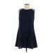 Speechless Casual Dress - A-Line High Neck Sleeveless: Blue Print Dresses - Women's Size Medium
