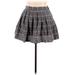 Casual Mini Skirt Mini: Gray Print Bottoms - Women's Size 2X-Large