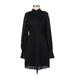 Express Casual Dress - A-Line Mock Long sleeves: Black Solid Dresses - Women's Size X-Small