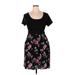 Torrid Casual Dress - Mini Scoop Neck Short sleeves: Black Floral Dresses - Women's Size 1X Plus