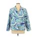 Alfred Dunner Blazer Jacket: Below Hip Blue Print Jackets & Outerwear - Women's Size X-Large - Paisley Wash