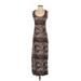 Jonathan Martin Casual Dress - Sheath Scoop Neck Sleeveless: Brown Leopard Print Dresses - Women's Size Small